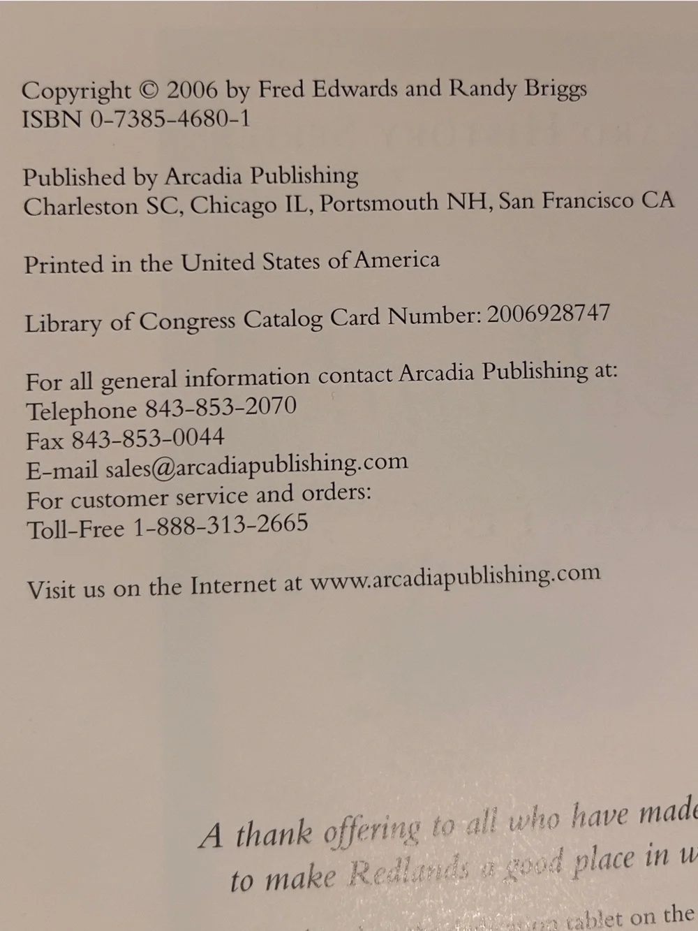 Arcadia Publishing redlands postcard